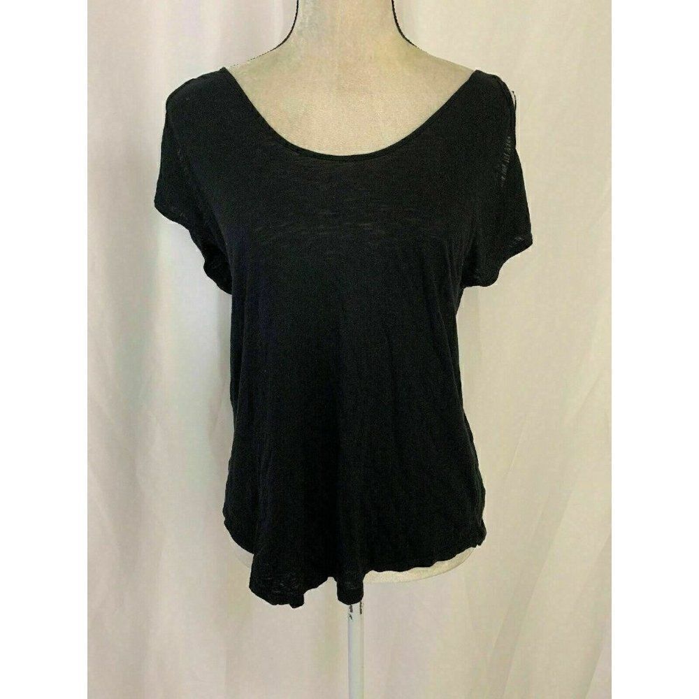 velvet graham spencer Womens Black Short Sleeve Cold Shouder Top T Shirt Xs